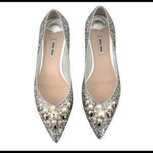 Miu Miu Glitter Flats-size eur 40 fit like 9.5
